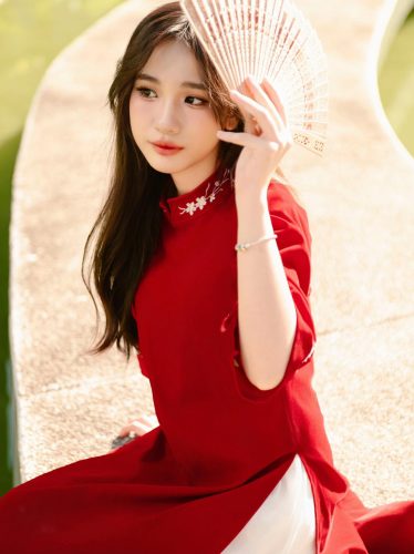 quạt giấy quạt lụa phụ kiện chụp ảnh tết